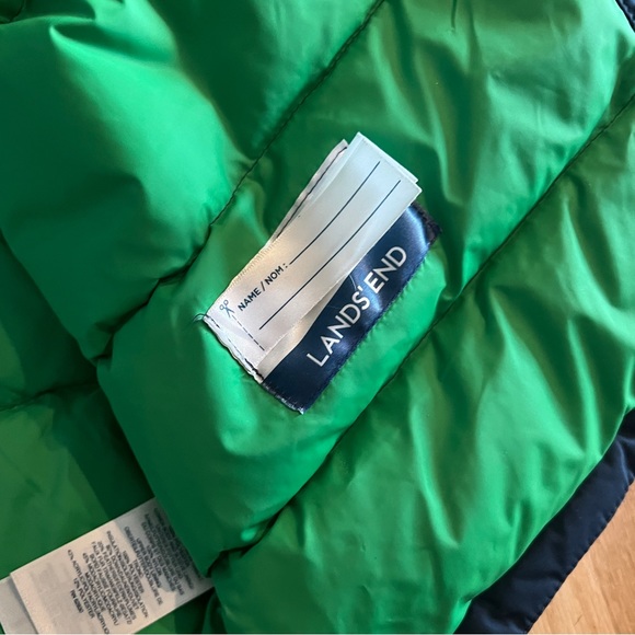 Boys Lands' End kids expedition down winter parka navy blue green L womens small - Picture 3 of 5